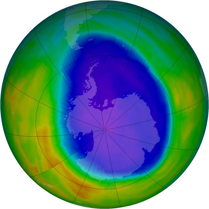 Antarctic ozone map for 24 September 1992